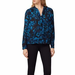 Parker Rio Silk Blend blouse blue black - S